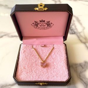 NWT Juicy Couture Pink Heart with Crown Necklace in Box